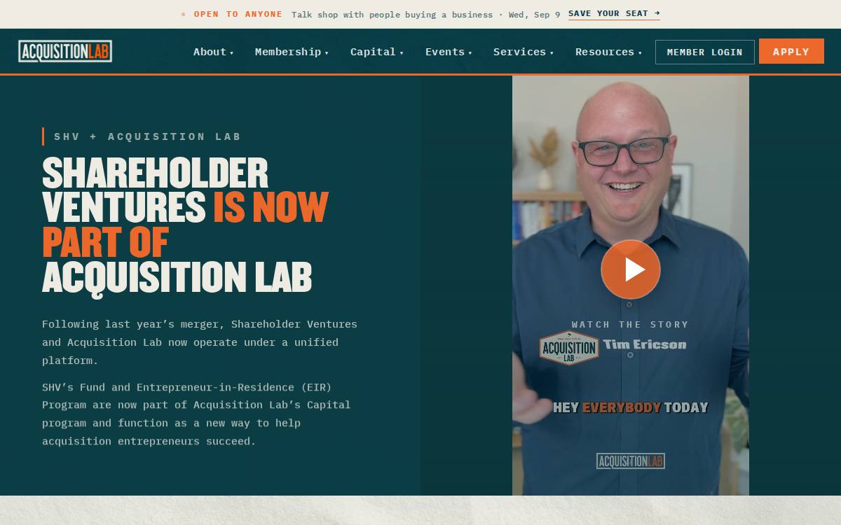 Shareholderventures website preview