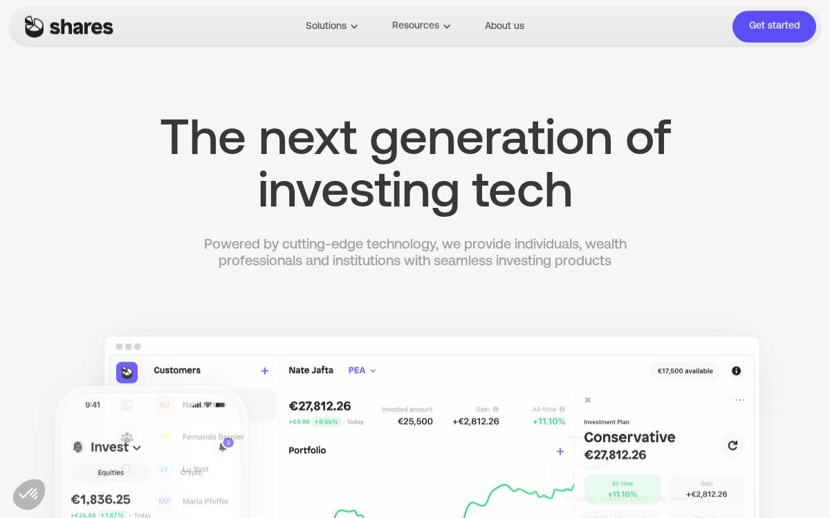 Shares website preview