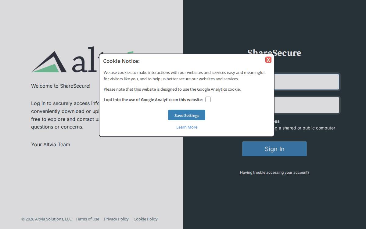 Sharesecurely website preview