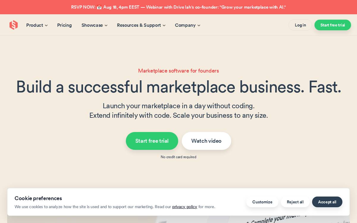 Sharetribe website preview