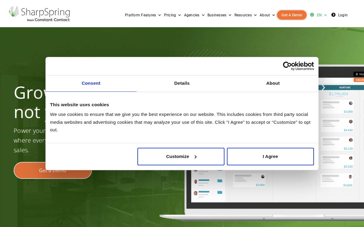 SharpSpring website preview