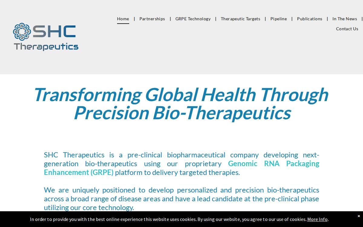 SHC Therapeutics website preview
