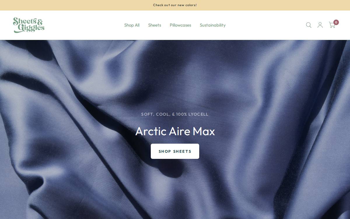 Sheets & Giggles website preview