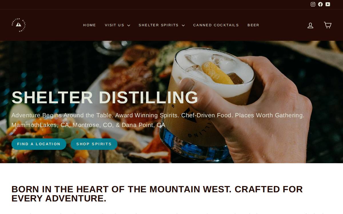 Shelter Distilling website preview