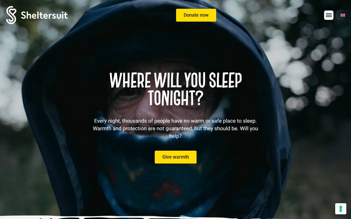Sheltersuit website preview