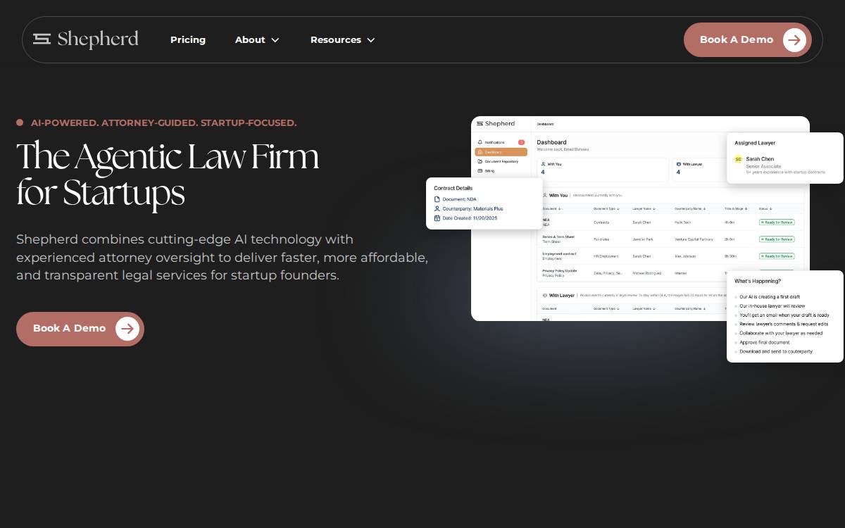 Shepherd The Agentic Law Firm for Startups website preview