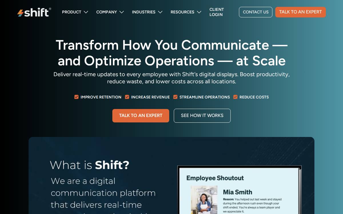 Shift website preview