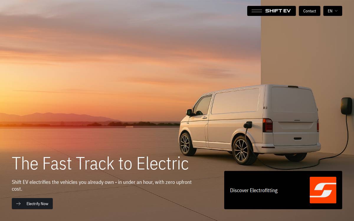 Shift EV website preview