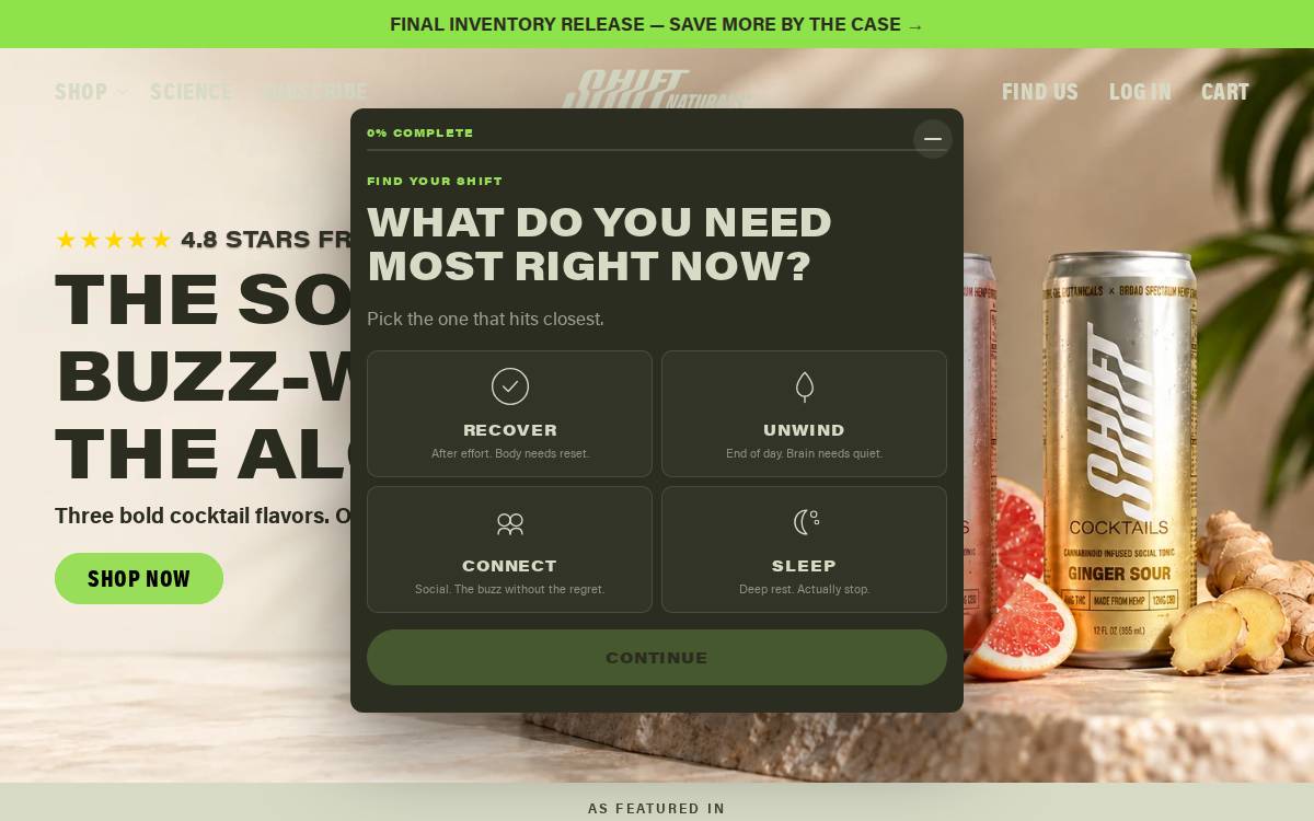 Shift Naturals website preview