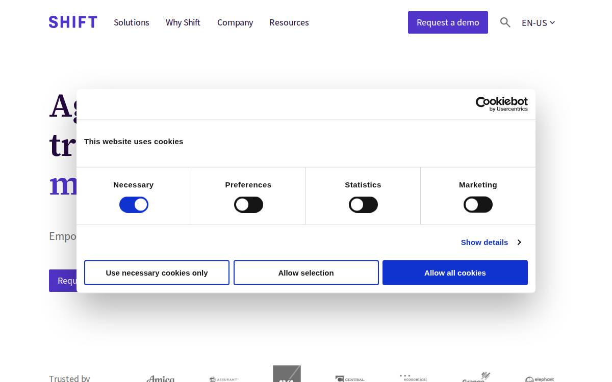 Shift website preview
