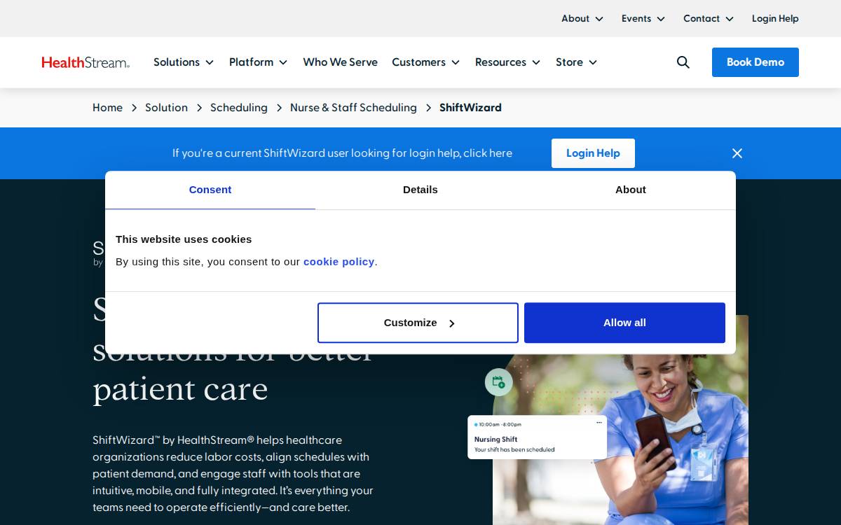 Shiftwizard website preview