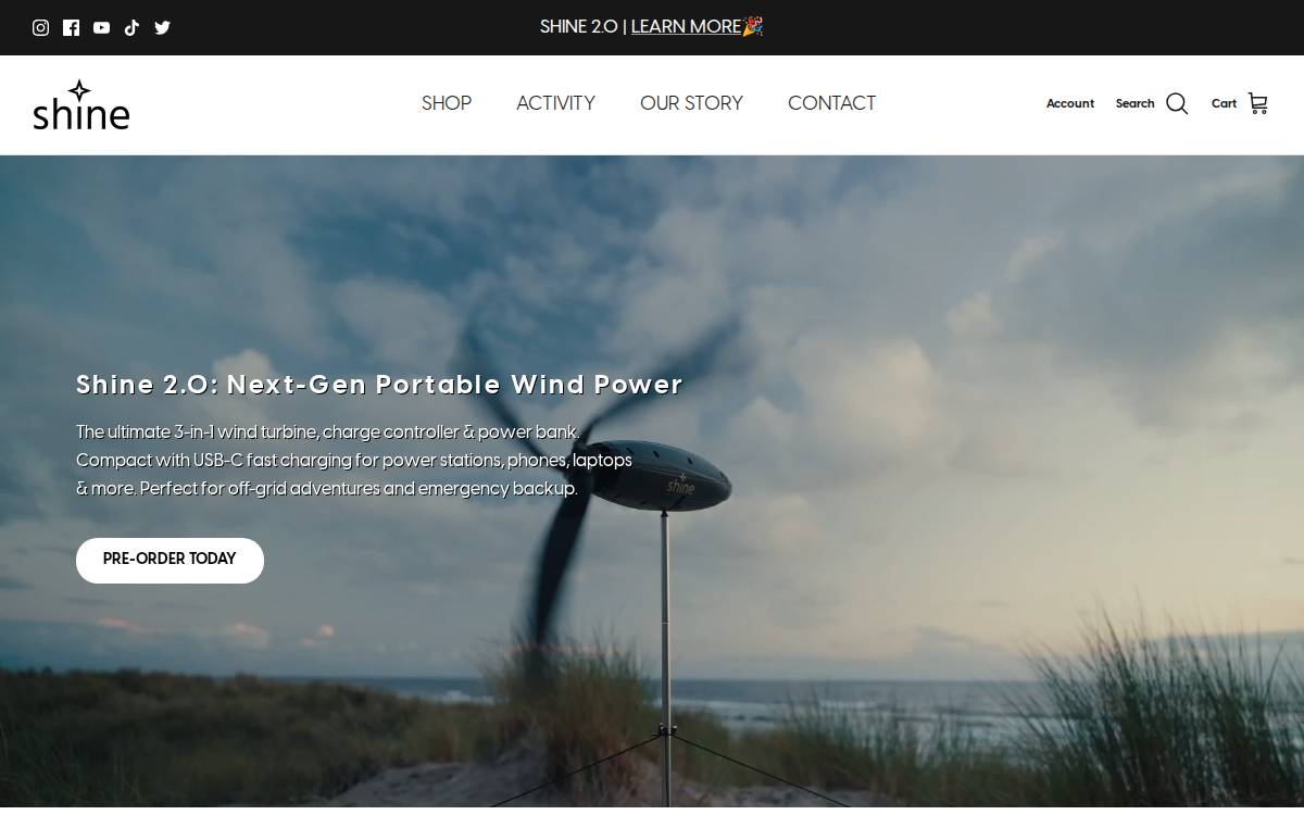 Shineturbine website preview