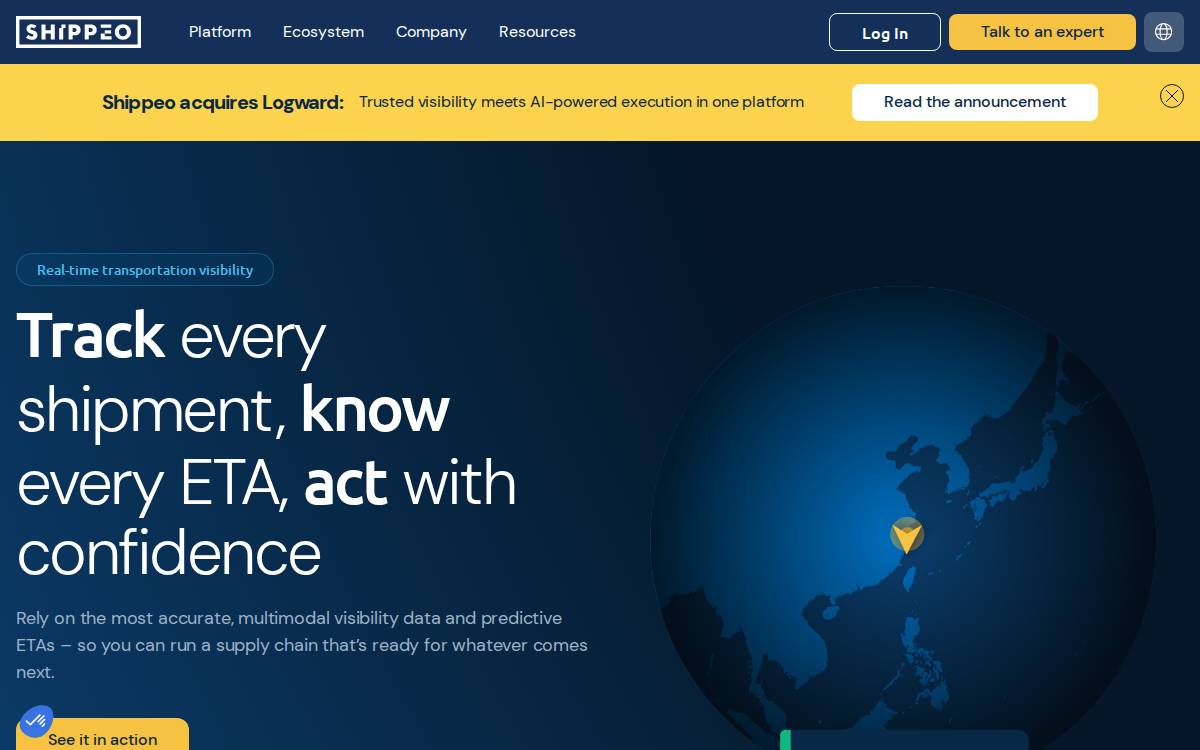 Real-time multimodal transportation visibility website preview