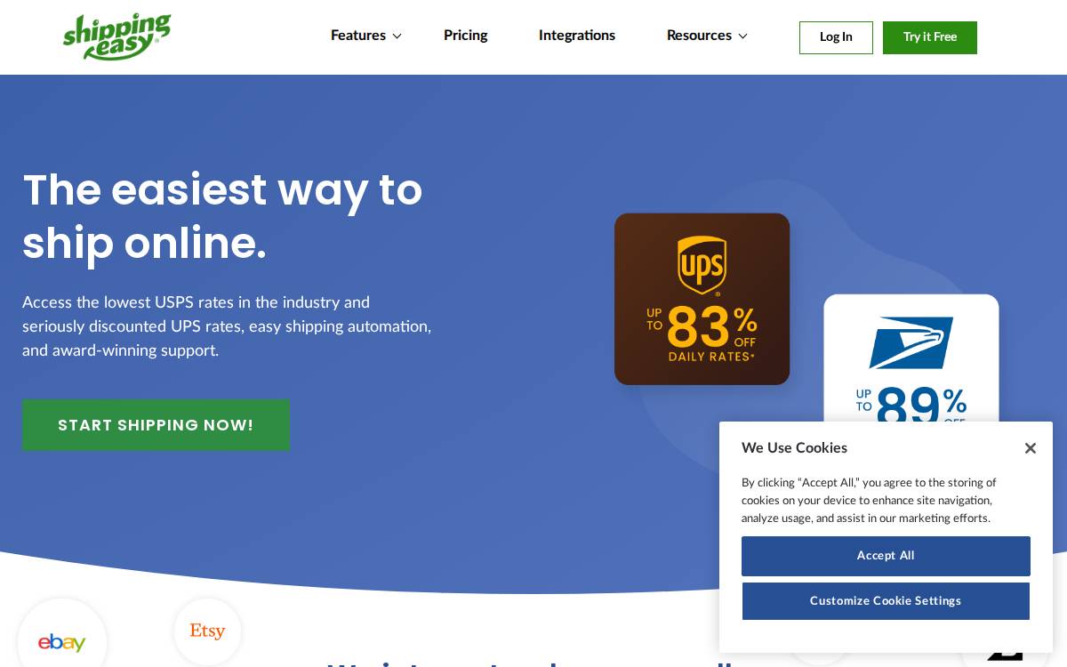 Shipping Easy website preview