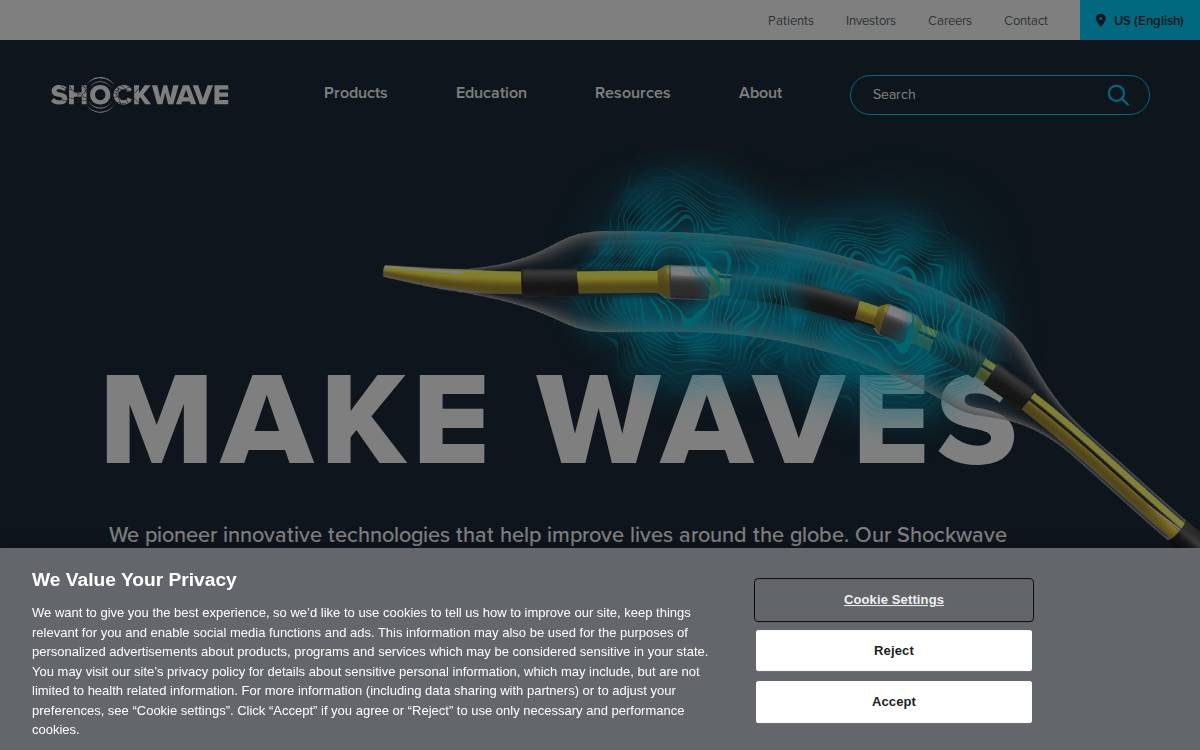 Shockwave Medical website preview
