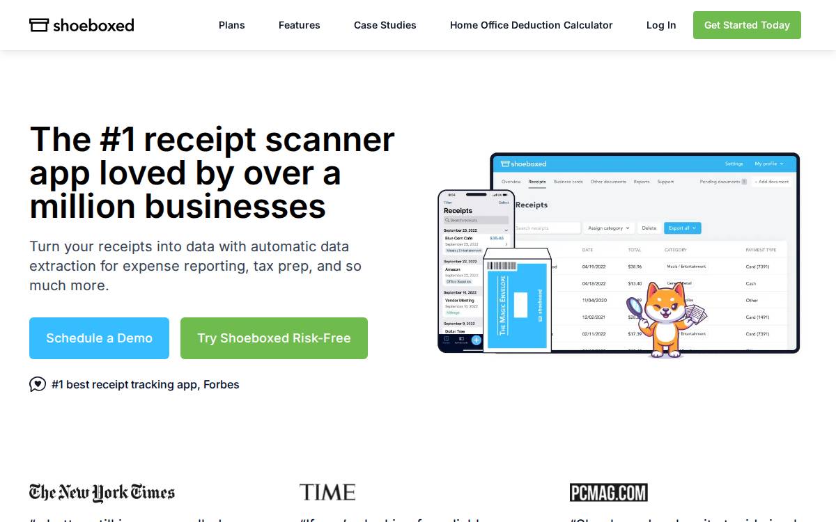 Shoeboxed website preview