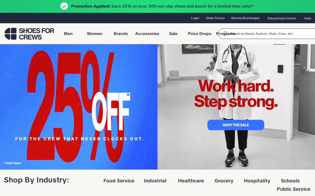 Shoes For Crews website preview