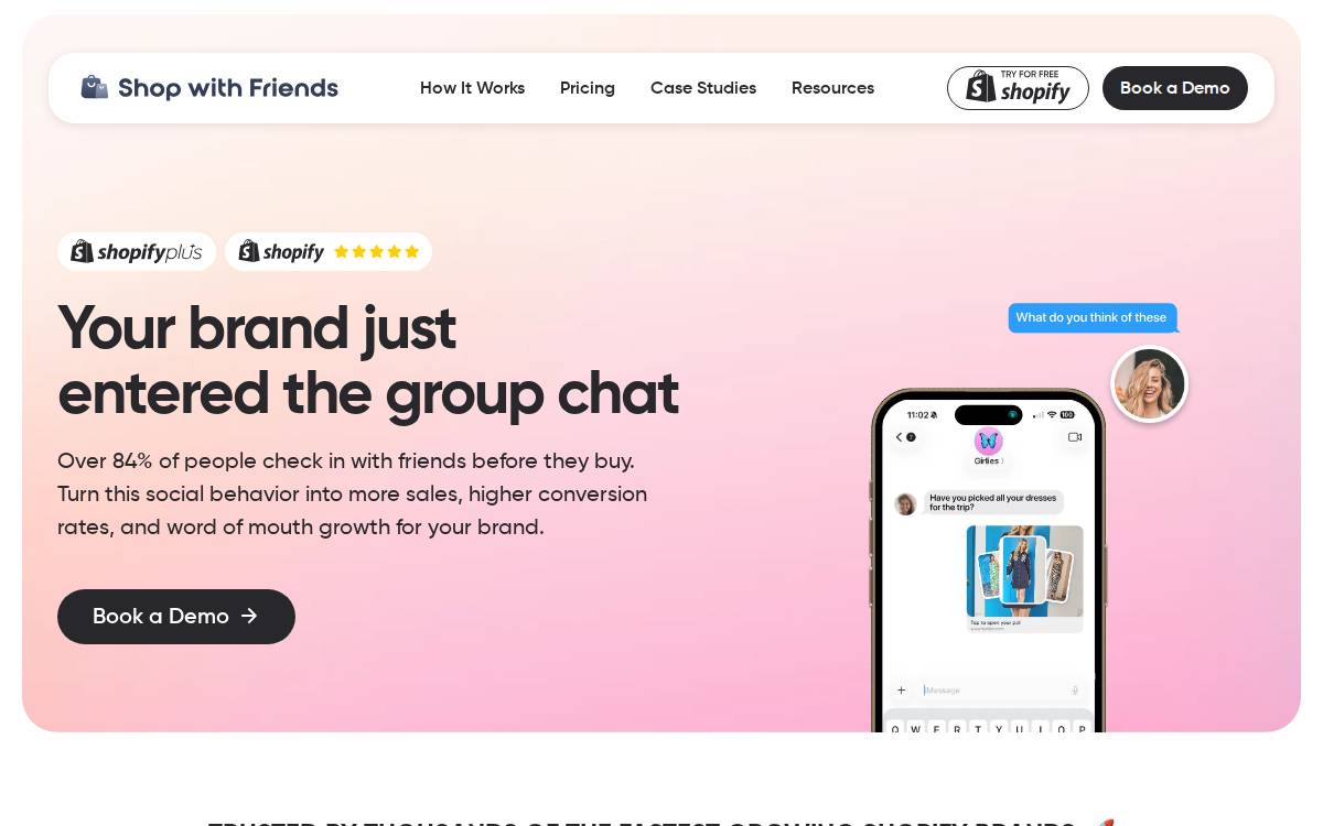 Shop with Friends website preview