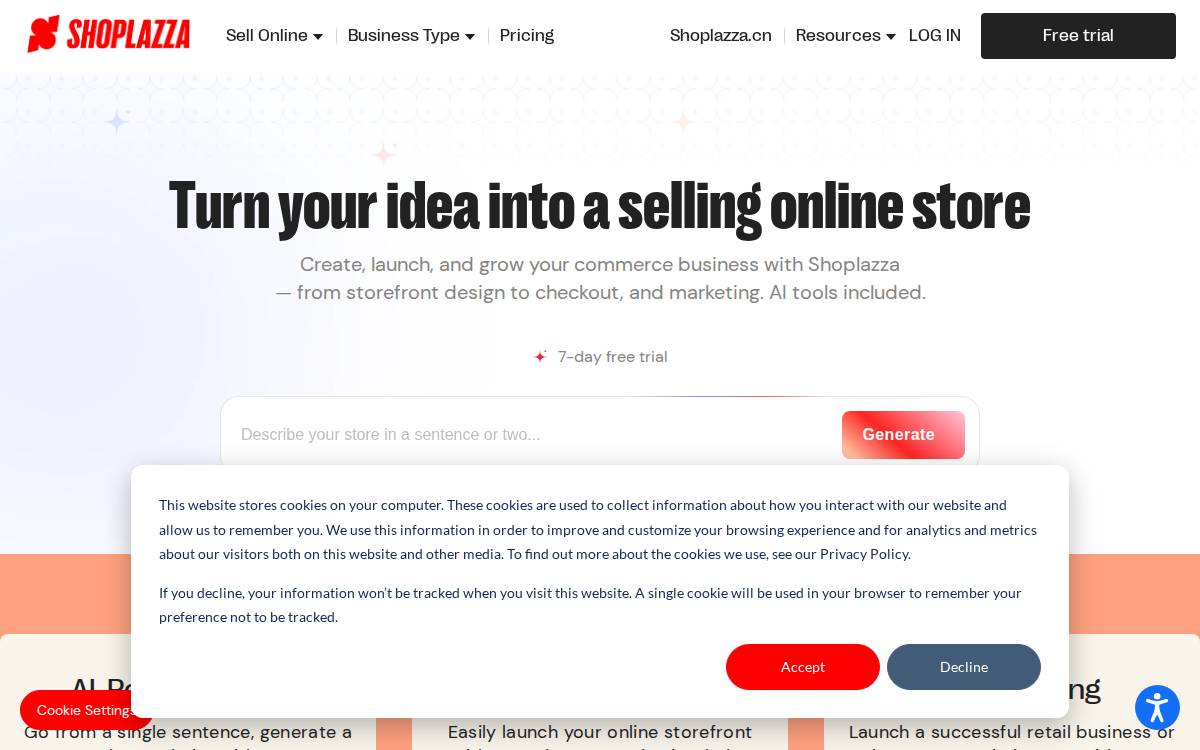 SHOPLAZZA website preview