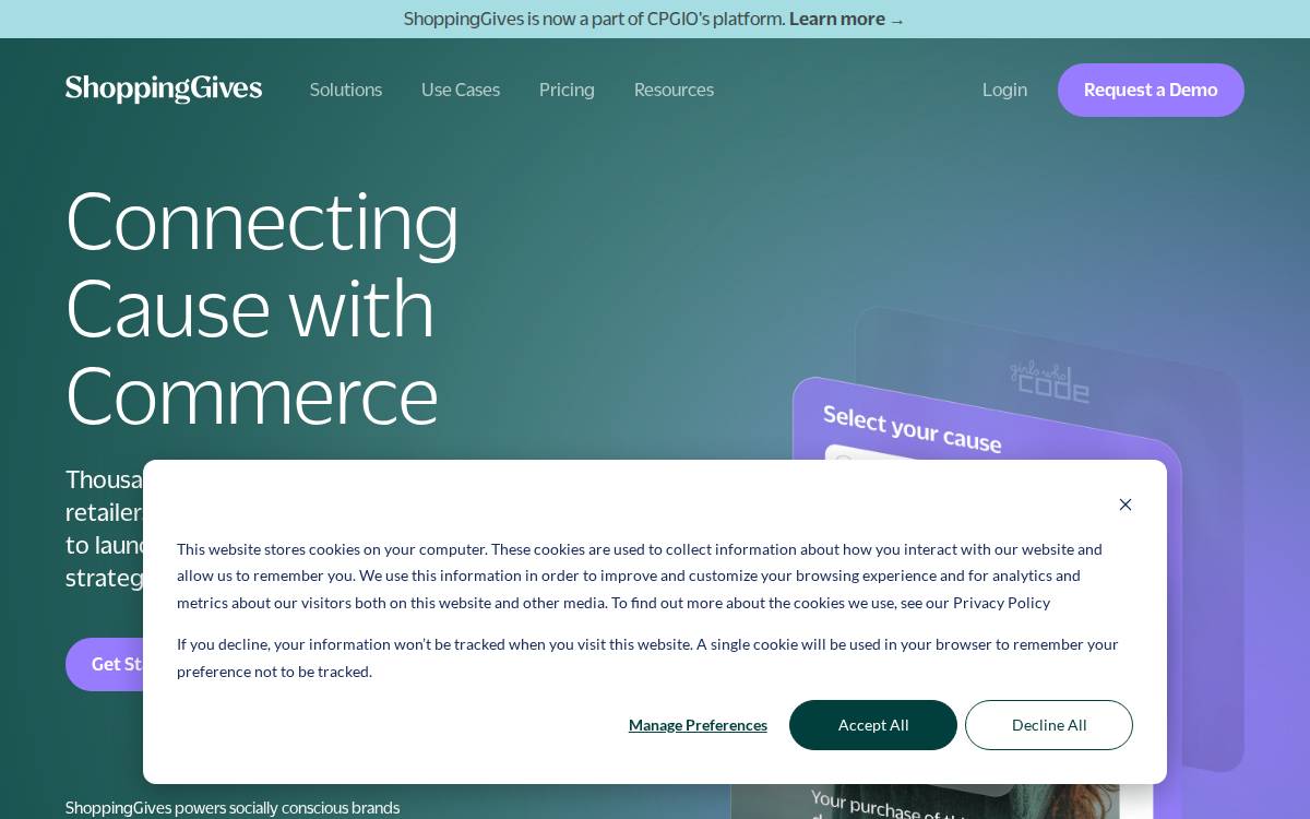 ShoppingGives website preview