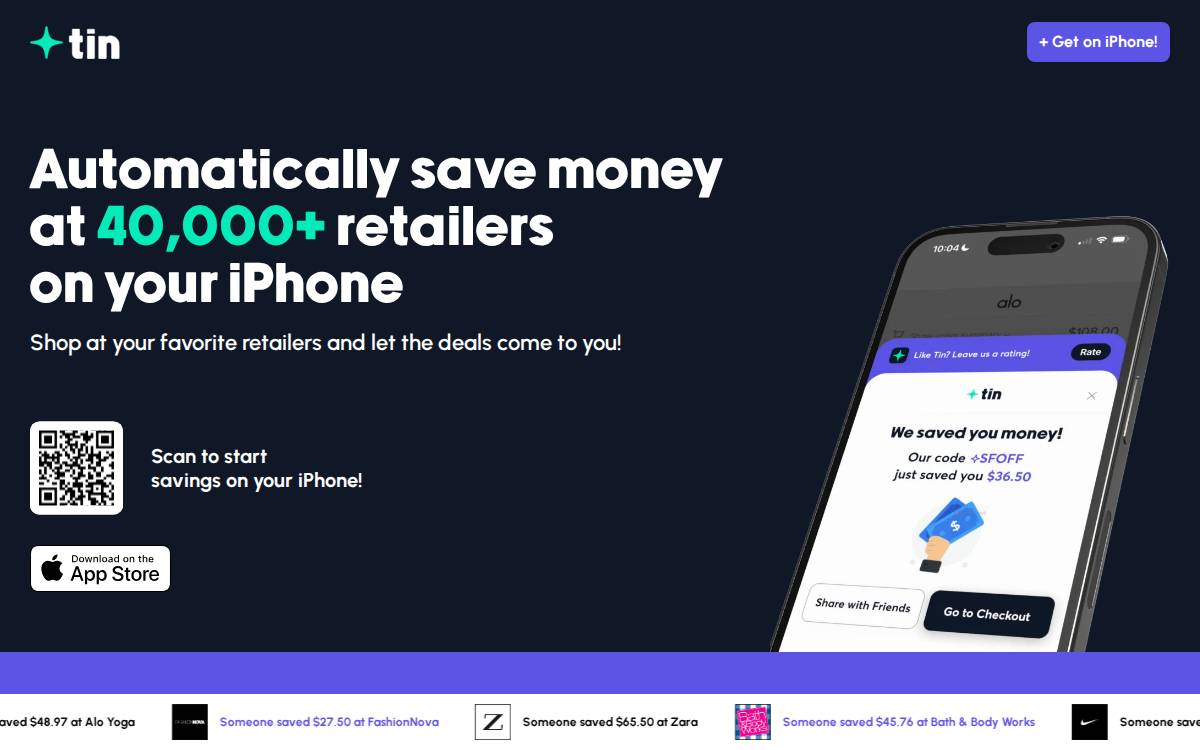Shopwithtin website preview