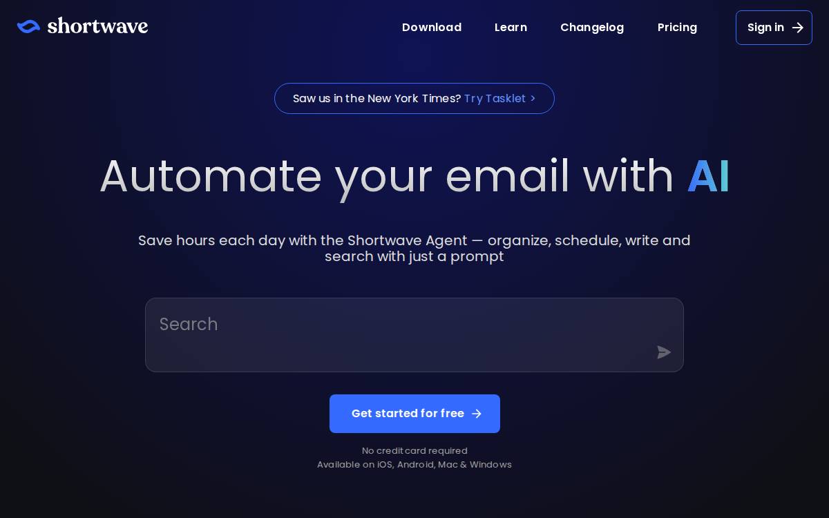 Shortwave website preview