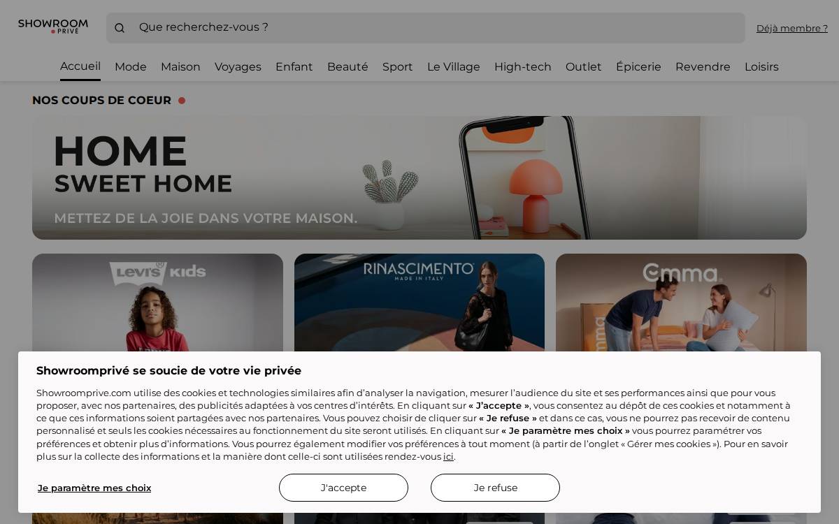 Showroomprive website preview