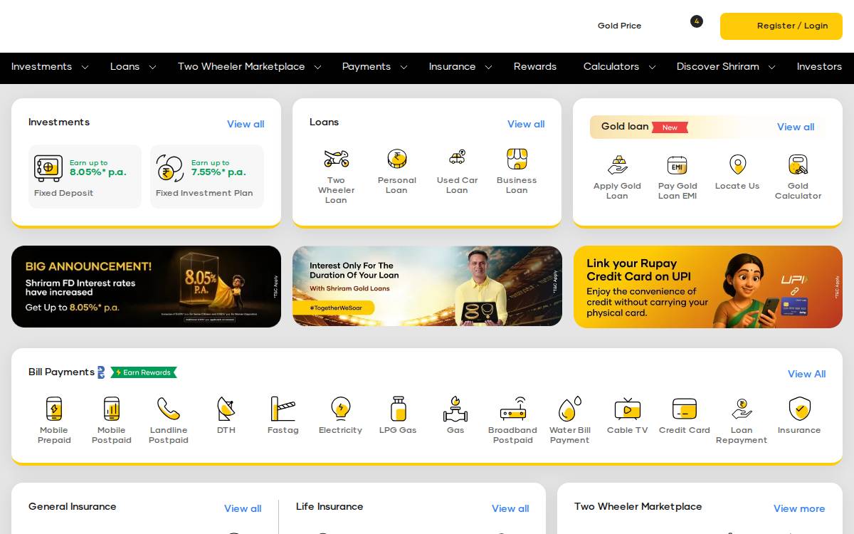 Shriramcity website preview