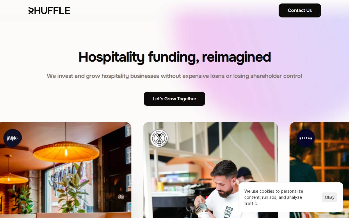 Shuffle Finance website preview