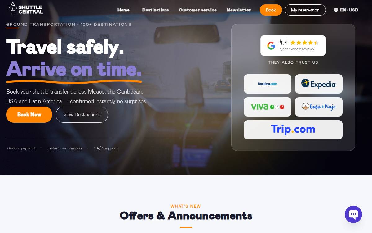 Shuttle Central website preview
