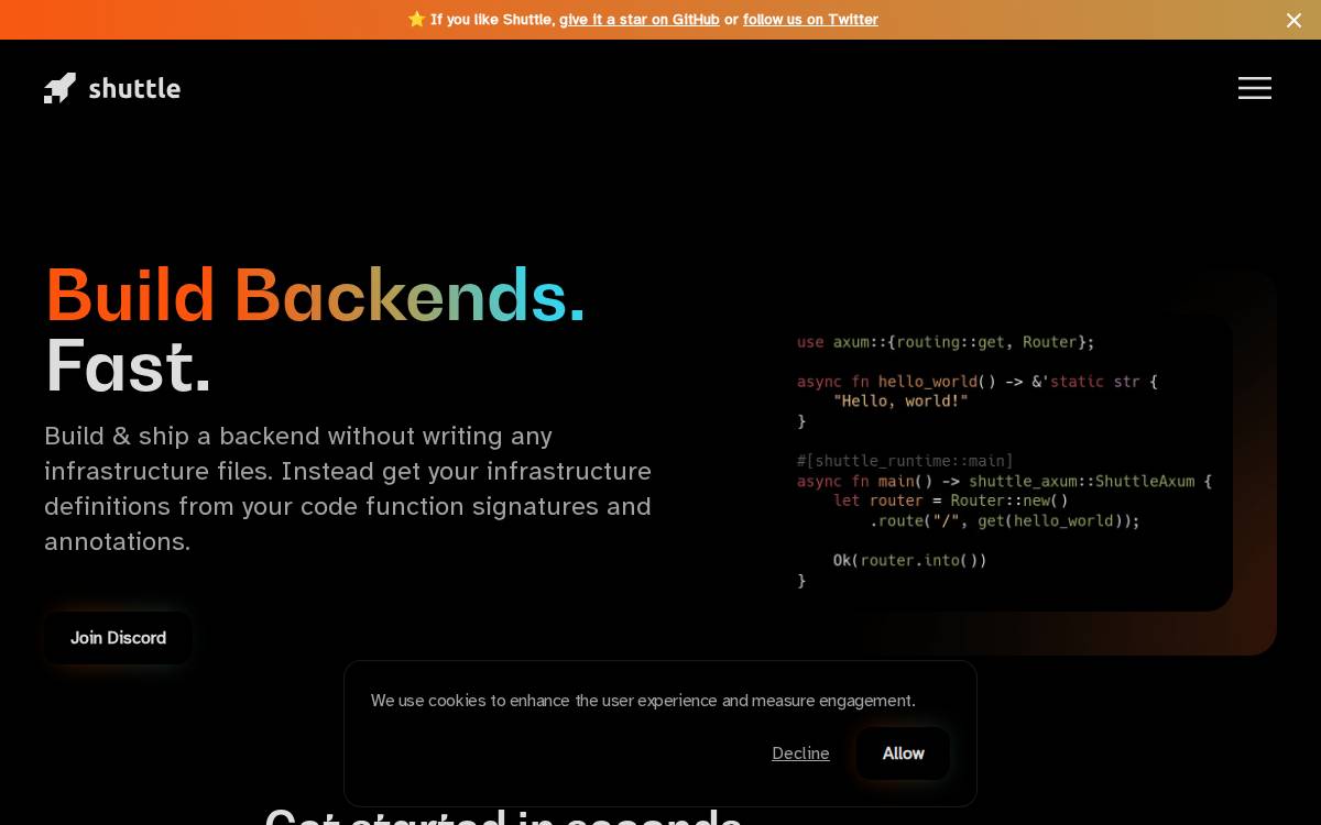 Shuttle website preview
