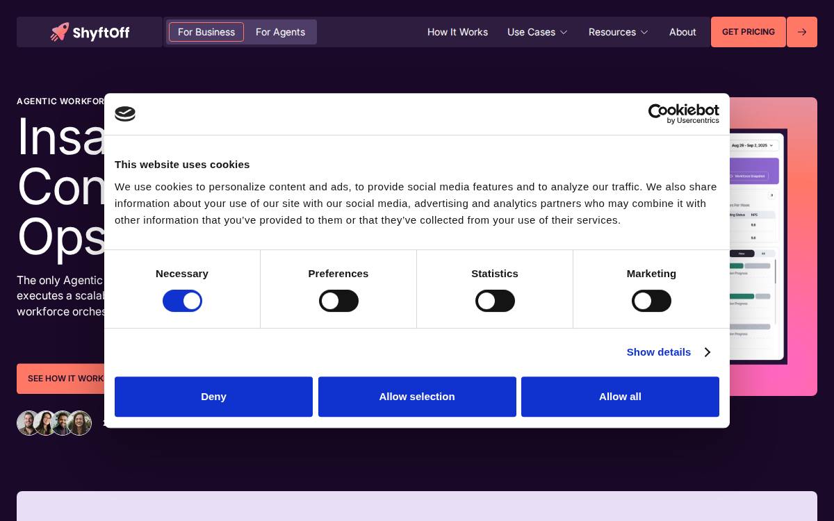 Shyftoff website preview