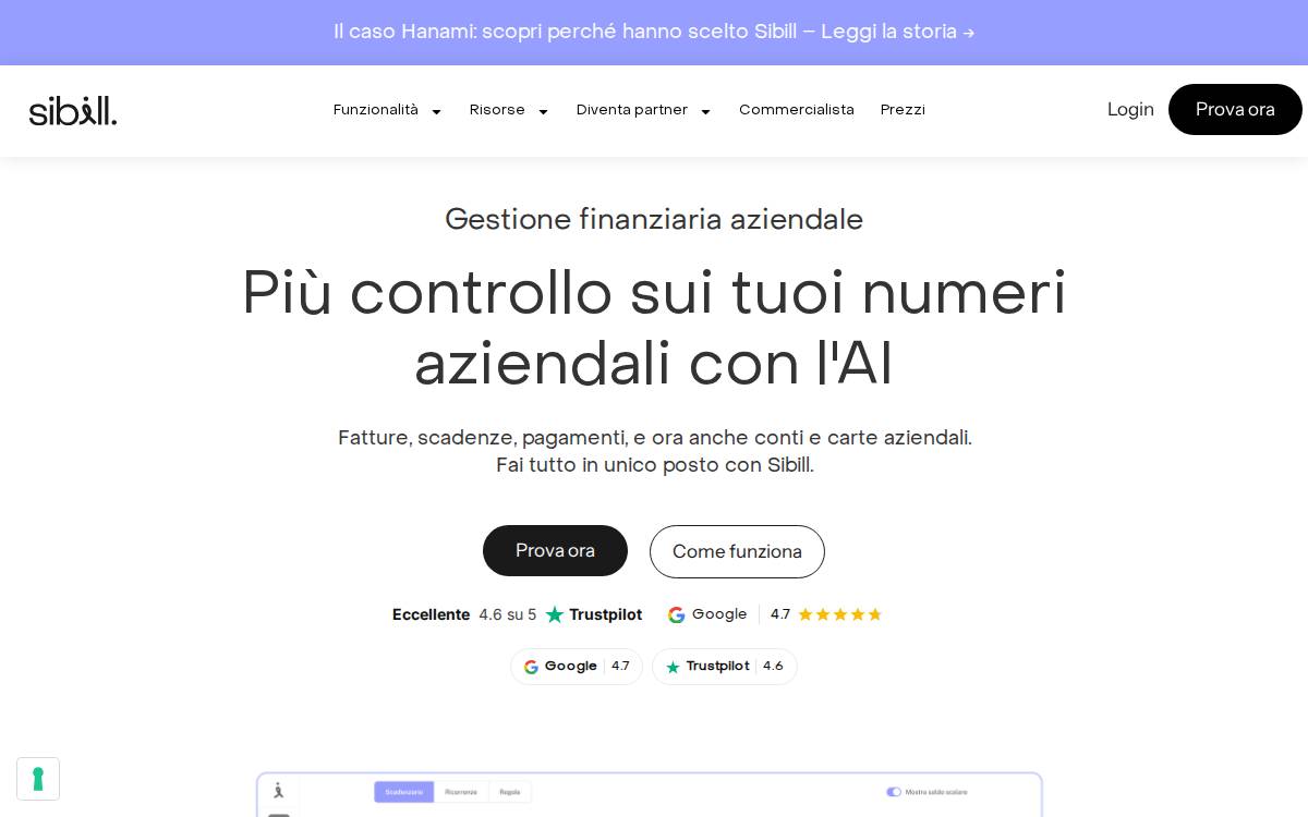 Sibill website preview