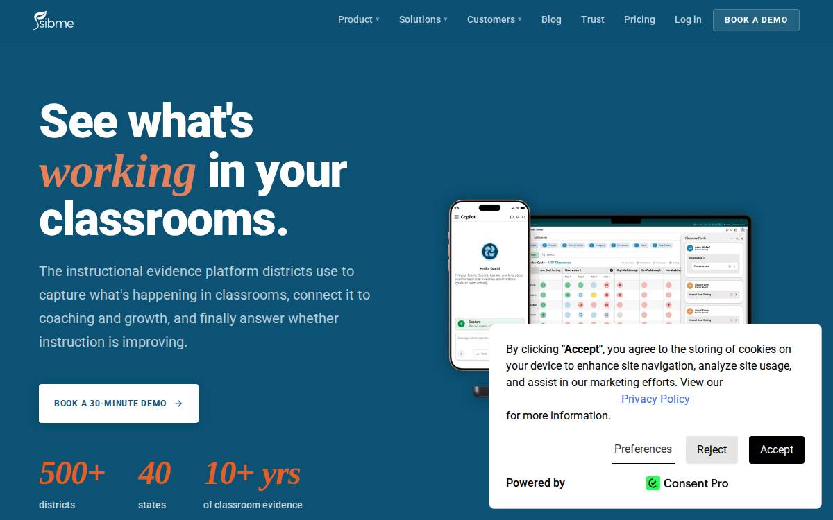 Sibme website preview