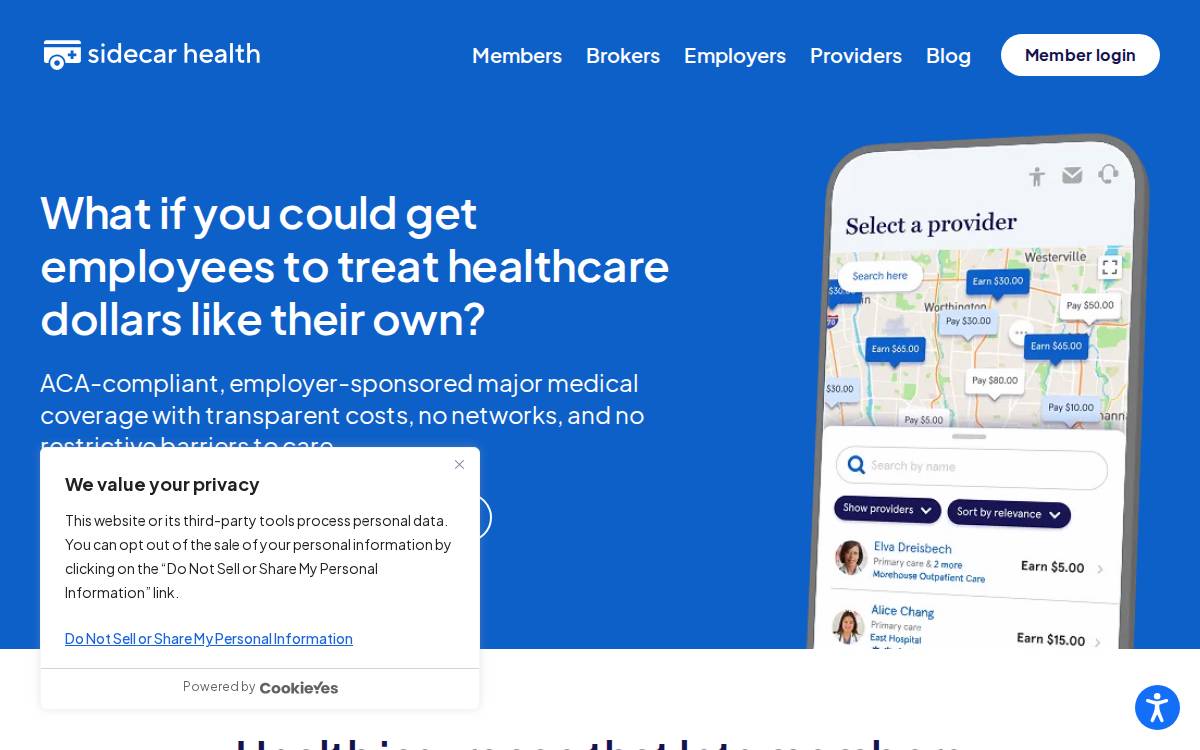 Sidecar Health website preview