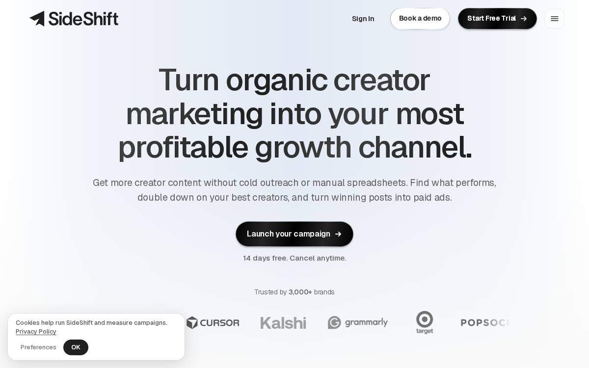 SideShift website preview