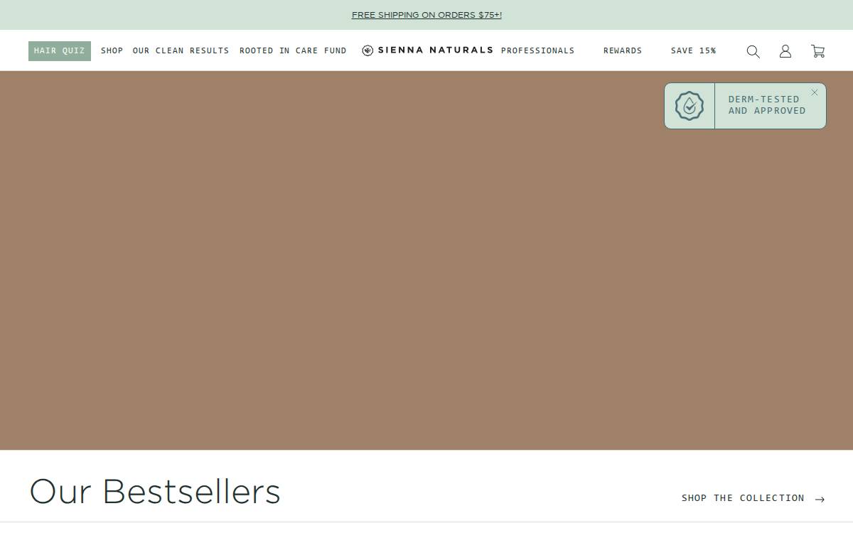 Sienna Naturals website preview