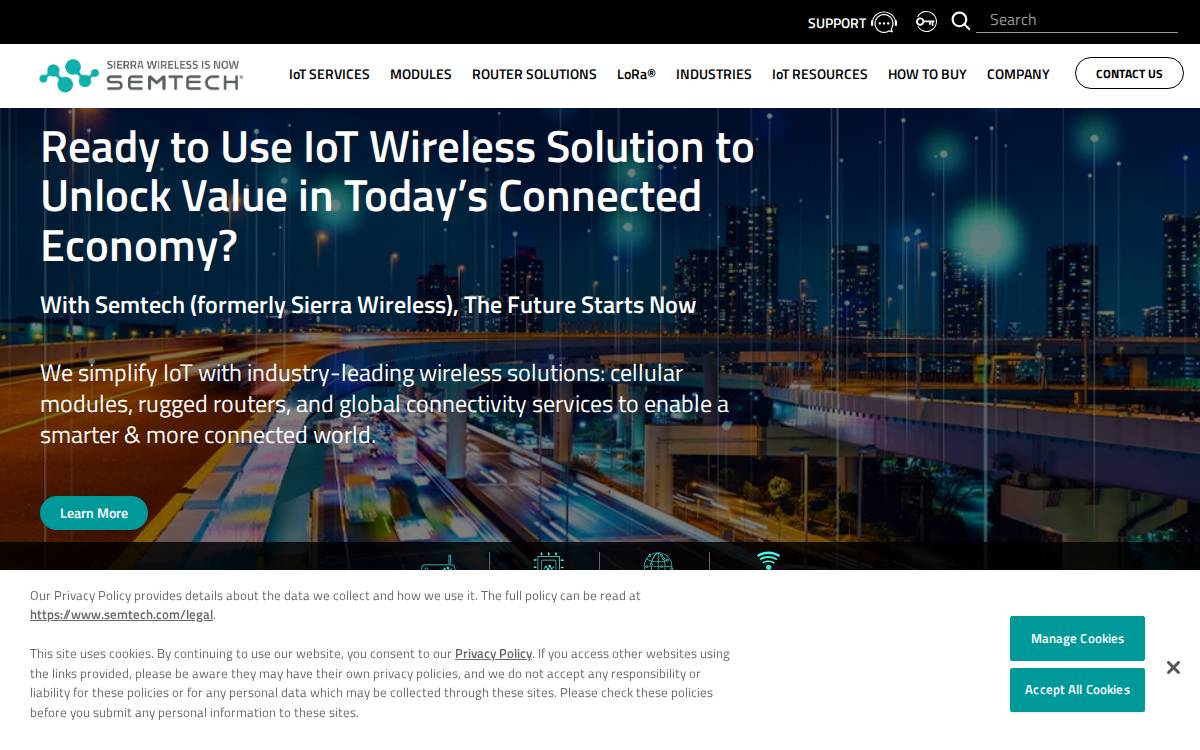 Sierrawireless website preview