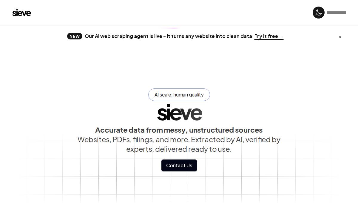 sieve website preview