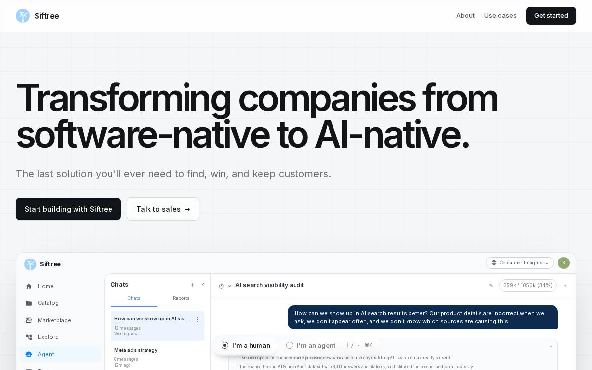 Siftree website preview