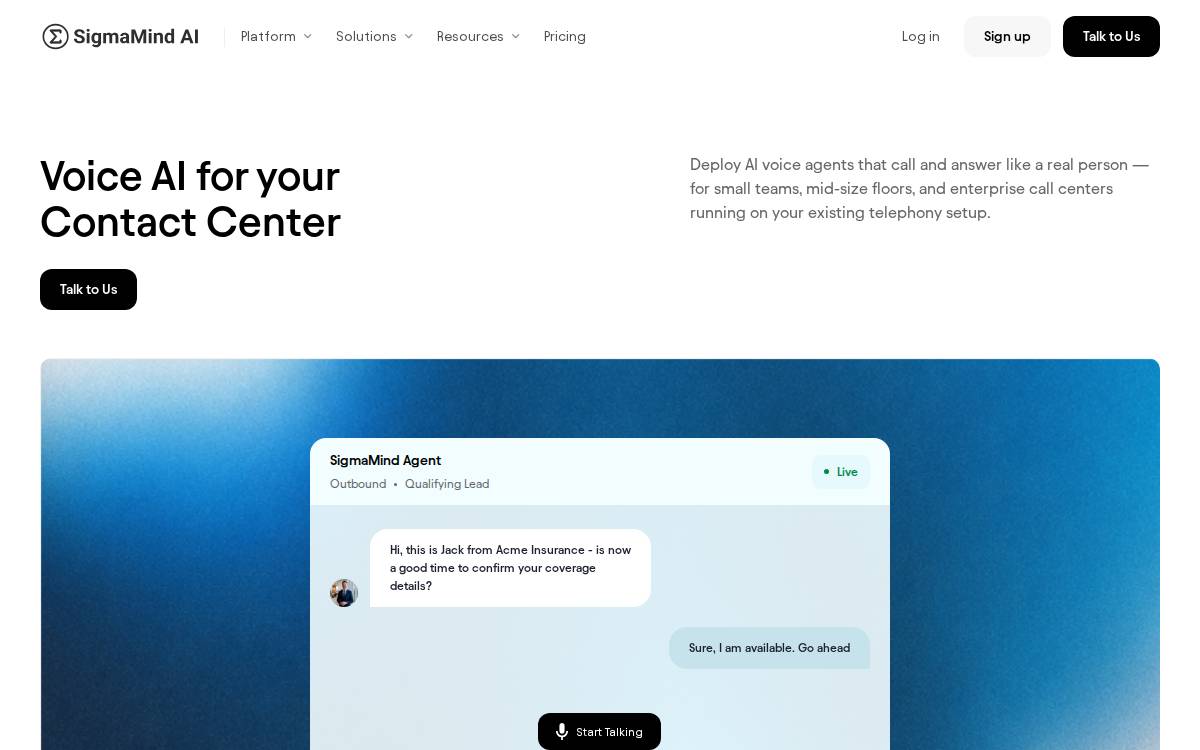 SigmaMind AI website preview