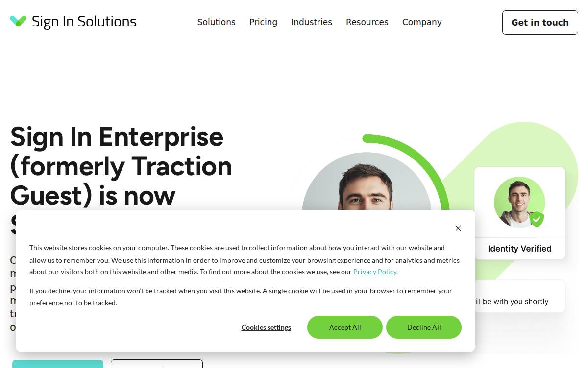 Sign In Enterprise website preview