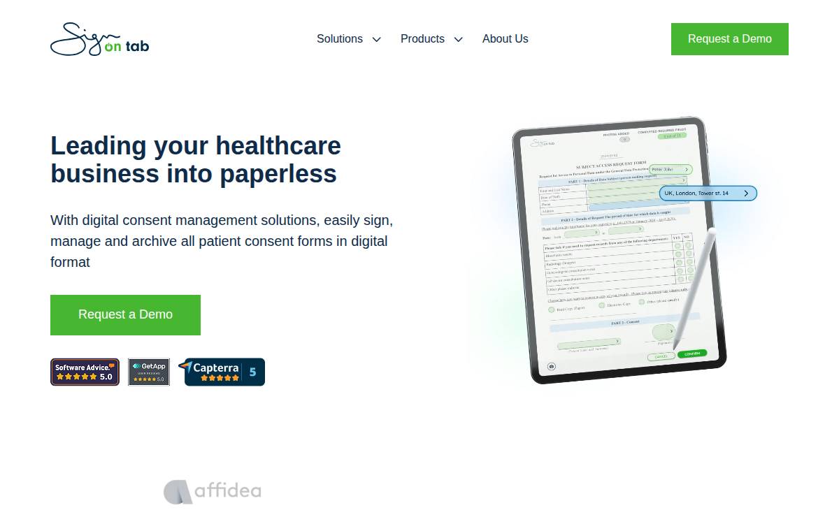 Sign on Tab website preview