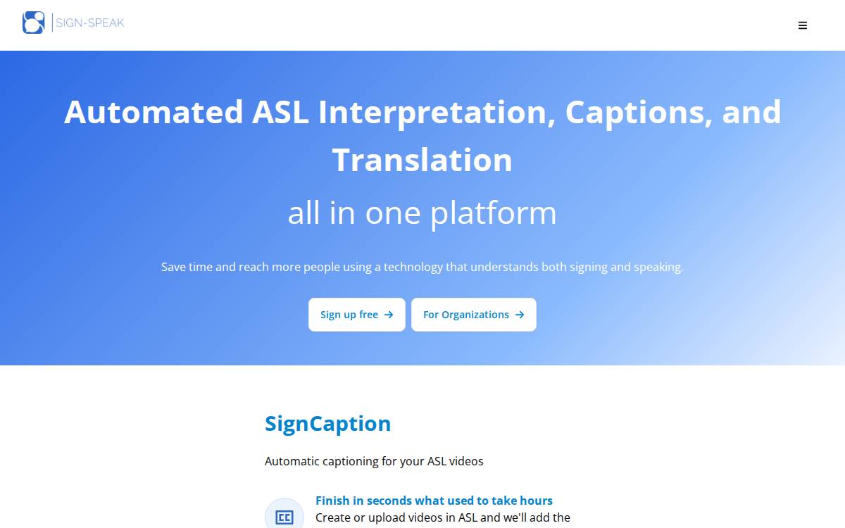Sign-Speak website preview