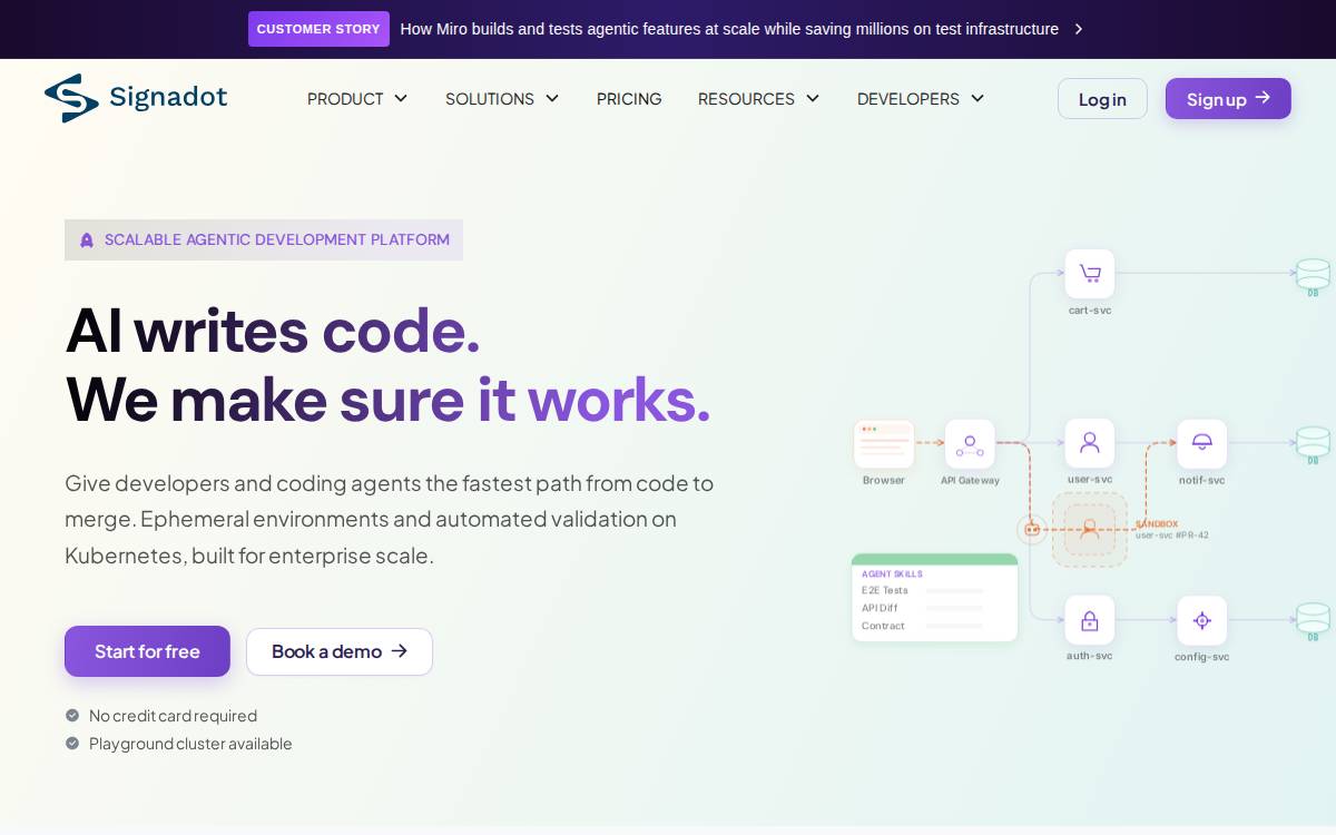 Signadot website preview