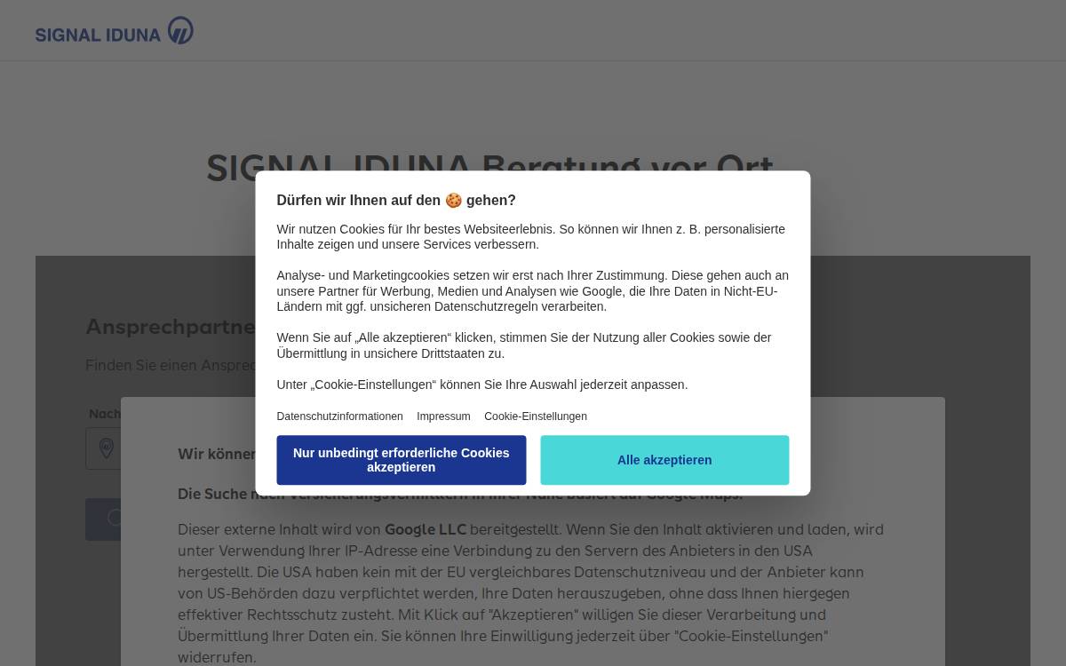 Signal Iduna website preview