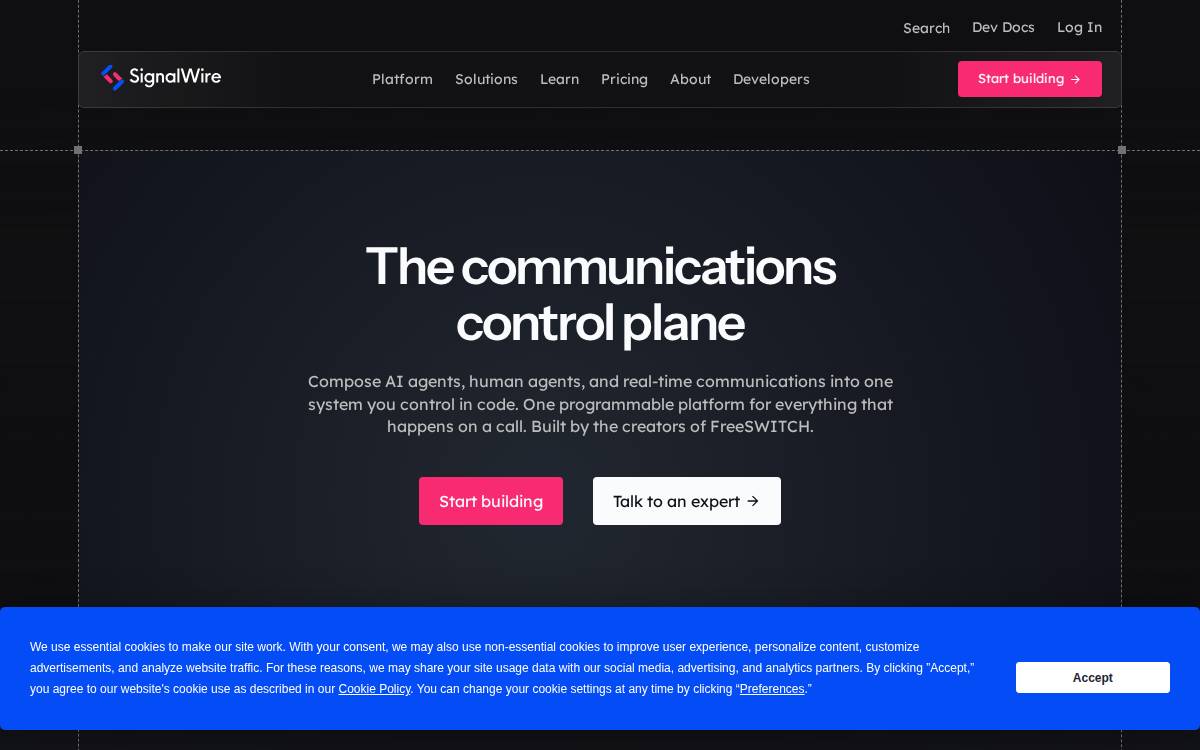 SignalWire website preview