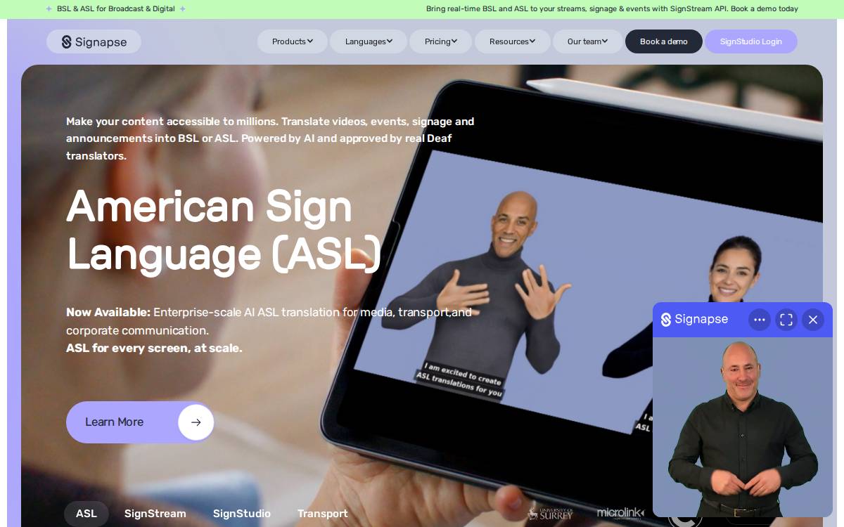 Signapse website preview
