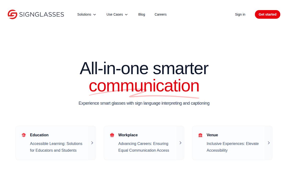 Signglasses website preview