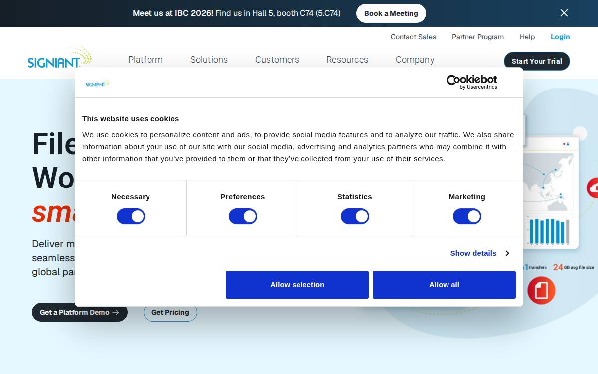 Signiant website preview
